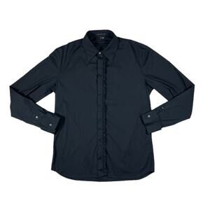 Theory Ruffled Black Long-Sleeve Shirt | Size M